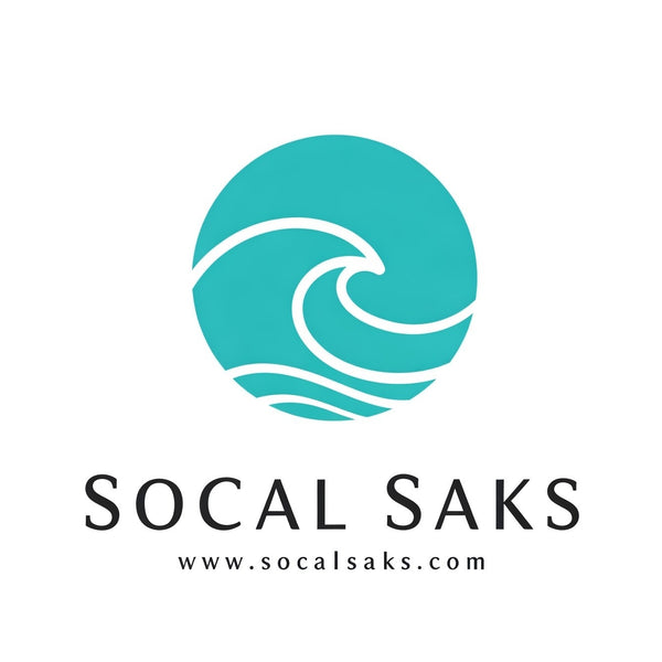 Logo of Socal Saks with a wave design on a white background